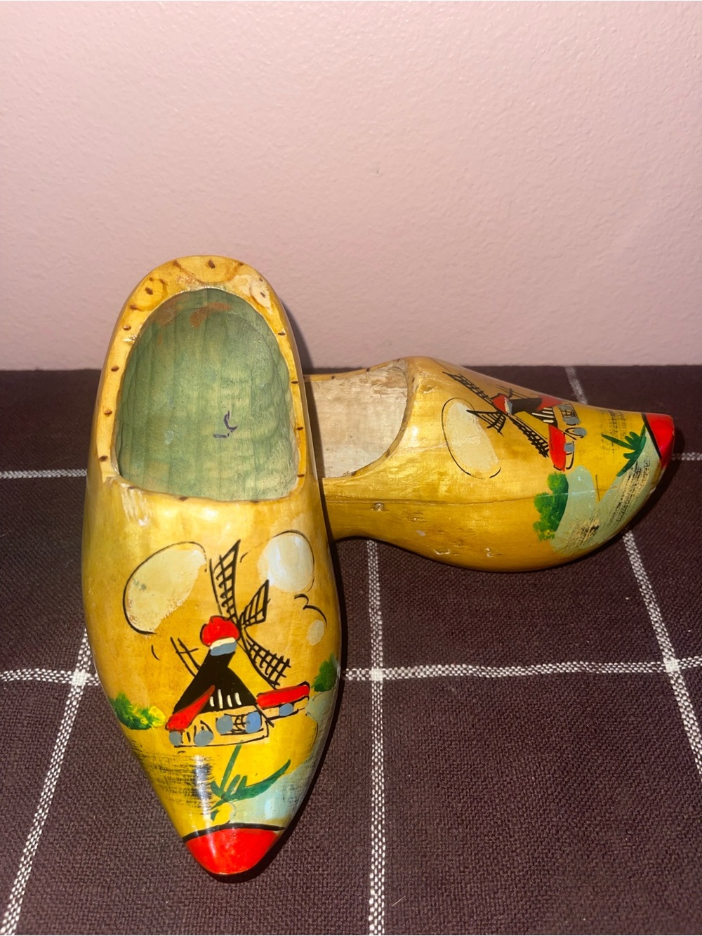 Wooden Dutch Shoes Clogs Hand Carved Holland Vintage Hand Painted
